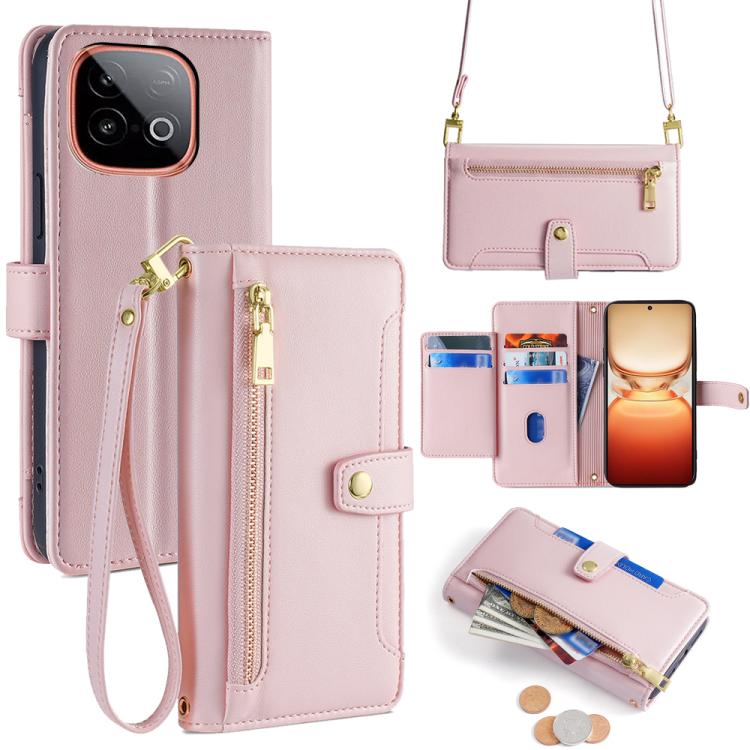 Sheep Texture Cross-body Zipper Wallet Leather Phone Case, For vivo X300 5G, For vivo Y31 5G 2025, For vivo V60 Lite 5G Global, For vivo V60 5G Global, For vivo iQOO Neo 10 5G Global, For vivo X200s 5G, For vivo V50 5G, For vivo X200 Pro 5G