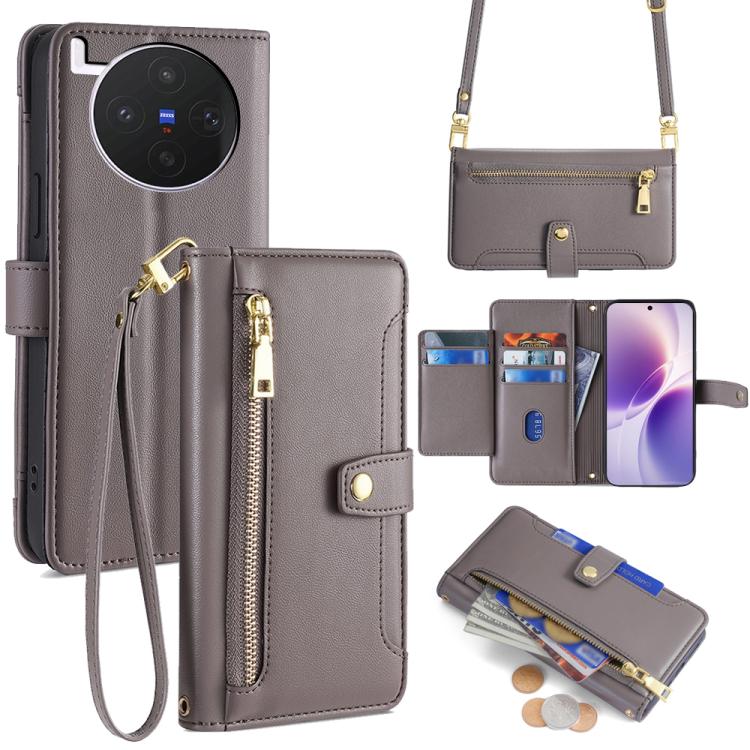 Sheep Texture Cross-body Zipper Wallet Leather Phone Case, For vivo X300s 5G, For vivo V70 FE 5G, For vivo Y05 4G, For vivo Y500i 5G, For vivo X300 Ultra 5G, For vivo S50 Pro mini 5G, For vivo S50 5G, For vivo X300 Pro 5G