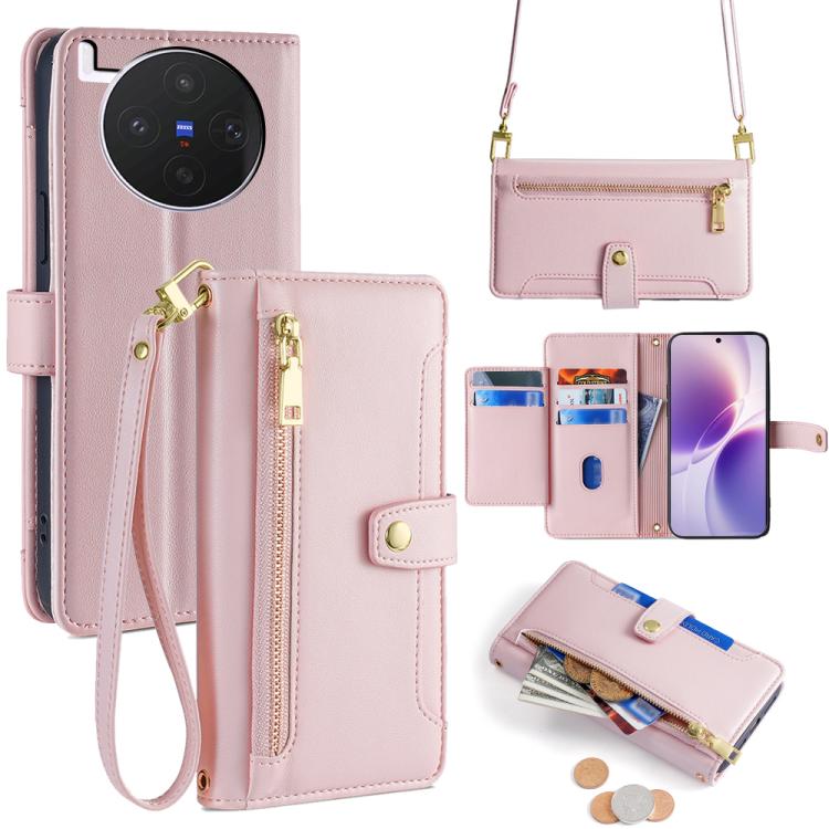 Sheep Texture Cross-body Zipper Wallet Leather Phone Case, For vivo X300s 5G, For vivo V70 FE 5G, For vivo Y05 4G, For vivo Y500i 5G, For vivo X300 Ultra 5G, For vivo S50 Pro mini 5G, For vivo S50 5G, For vivo X300 Pro 5G