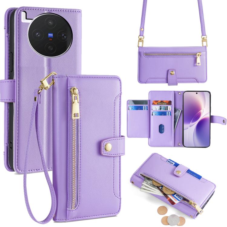 Sheep Texture Cross-body Zipper Wallet Leather Phone Case, For vivo X300s 5G, For vivo V70 FE 5G, For vivo Y05 4G, For vivo Y500i 5G, For vivo X300 Ultra 5G, For vivo S50 Pro mini 5G, For vivo S50 5G, For vivo X300 Pro 5G