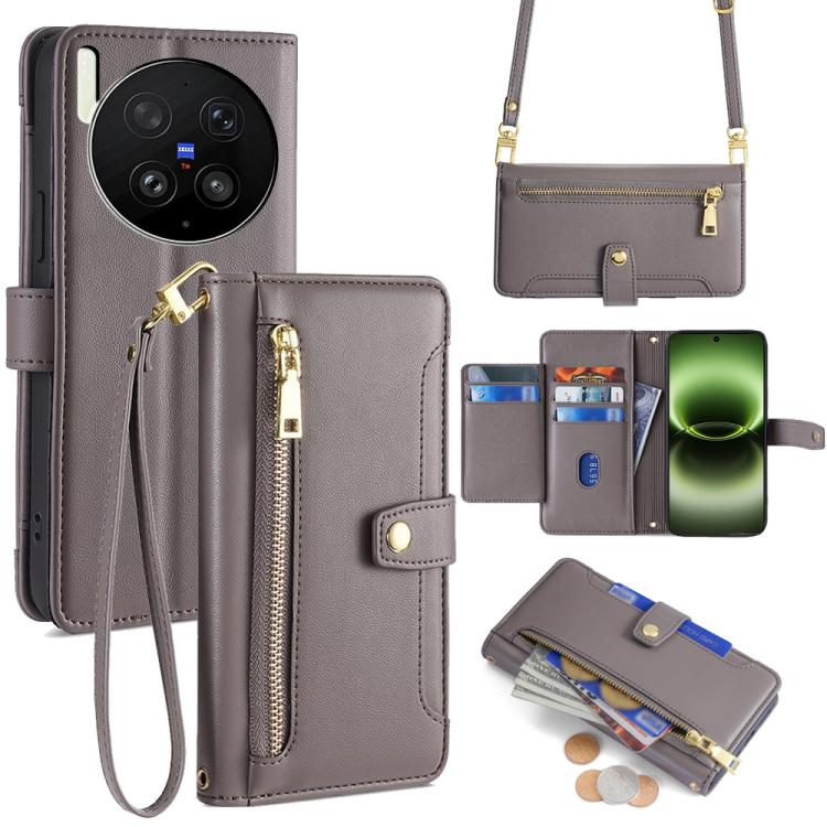 Sheep Texture Cross-body Zipper Wallet Leather Phone Case, For vivo X300s 5G, For vivo V70 FE 5G, For vivo Y05 4G, For vivo Y500i 5G, For vivo X300 Ultra 5G, For vivo S50 Pro mini 5G, For vivo S50 5G, For vivo X300 Pro 5G