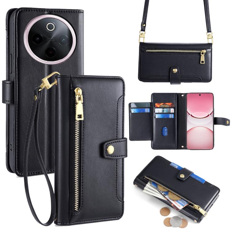 Sheep Texture Cross-body Zipper Wallet Leather Phone Case, For vivo Y300 Pro 5G, For vivo S19 Pro, For vivo S19, For vivo Y28 4G, For vivo X100s, For vivo Y38 5G / T3x Global, For vivo V30e 5G Global, For vivo iQOO Z9x