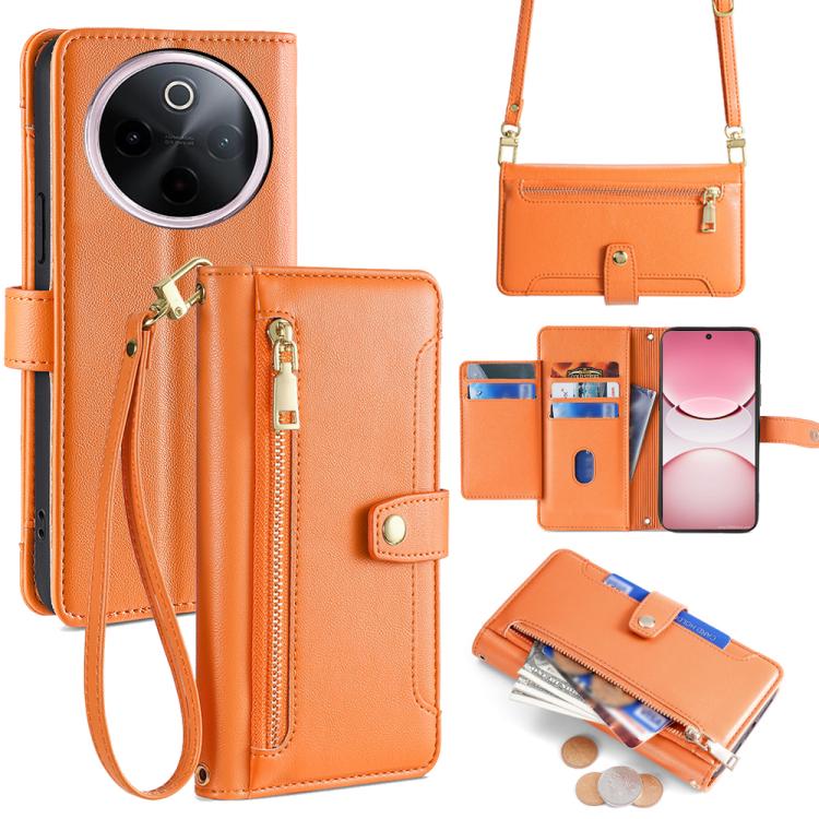 Sheep Texture Cross-body Zipper Wallet Leather Phone Case, For vivo Y300 Pro 5G, For vivo S19 Pro, For vivo S19, For vivo Y28 4G, For vivo X100s, For vivo Y38 5G / T3x Global, For vivo V30e 5G Global, For vivo iQOO Z9x