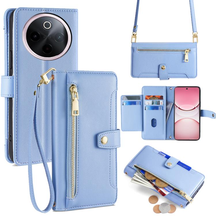 Sheep Texture Cross-body Zipper Wallet Leather Phone Case, For vivo Y300 Pro 5G, For vivo S19 Pro, For vivo S19, For vivo Y28 4G, For vivo X100s, For vivo Y38 5G / T3x Global, For vivo V30e 5G Global, For vivo iQOO Z9x