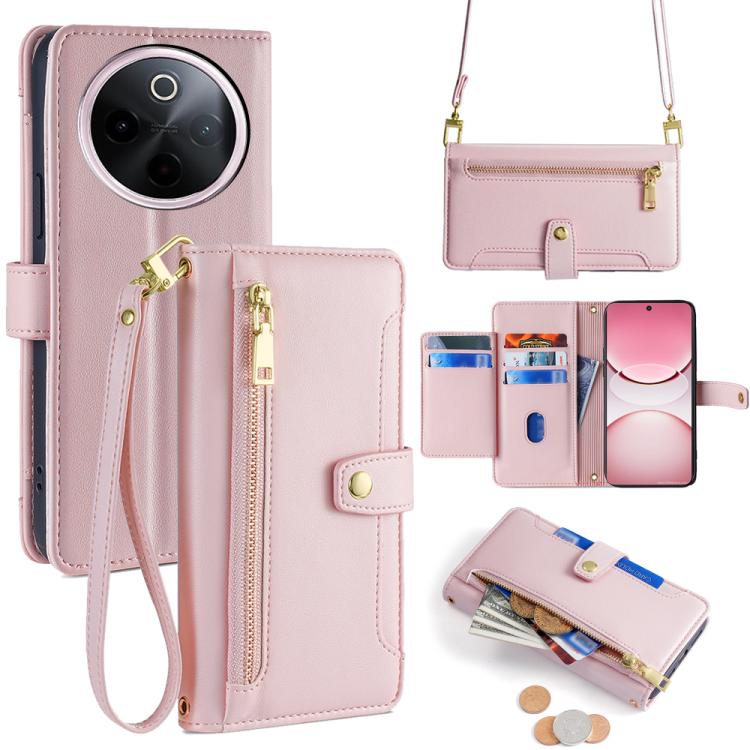 Sheep Texture Cross-body Zipper Wallet Leather Phone Case, For vivo Y300 Pro 5G, For vivo S19 Pro, For vivo S19, For vivo Y28 4G, For vivo X100s, For vivo Y38 5G / T3x Global, For vivo V30e 5G Global, For vivo iQOO Z9x