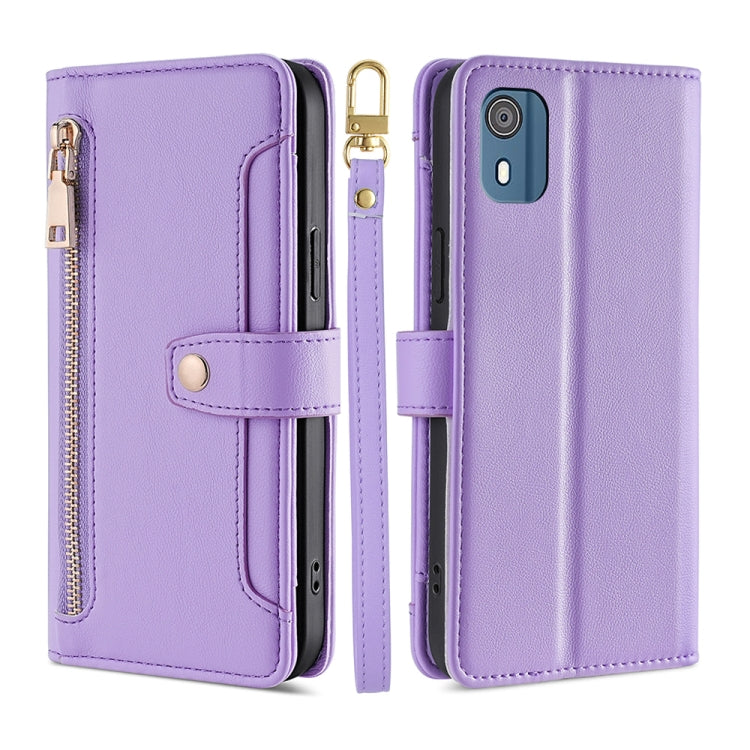 Lite Sheep Texture Cross-body Zipper Wallet Leather Phone Case, For Nokia G11 Plus, For Nokia G42 5G, For Nokia C02 TA-1522, For Nokia C300 4G US Edition, For Nokia C110 4G