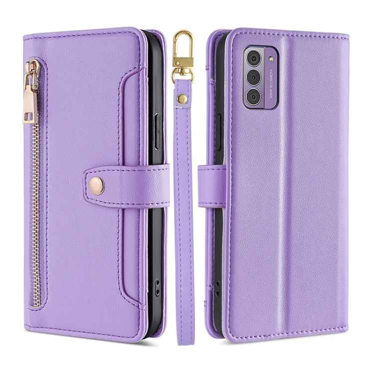 Lite Sheep Texture Cross-body Zipper Wallet Leather Phone Case
