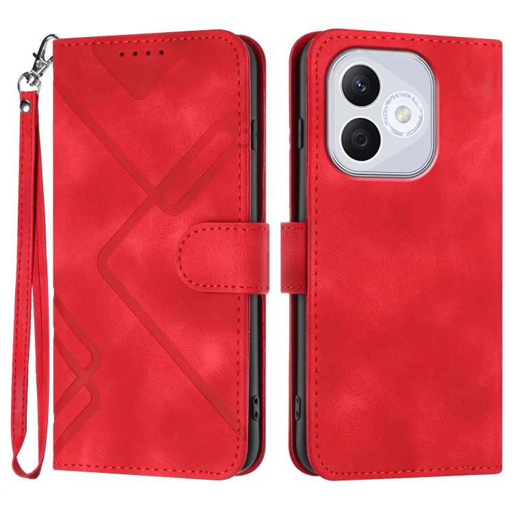 Line Pattern Skin Feel Leather Phone Case