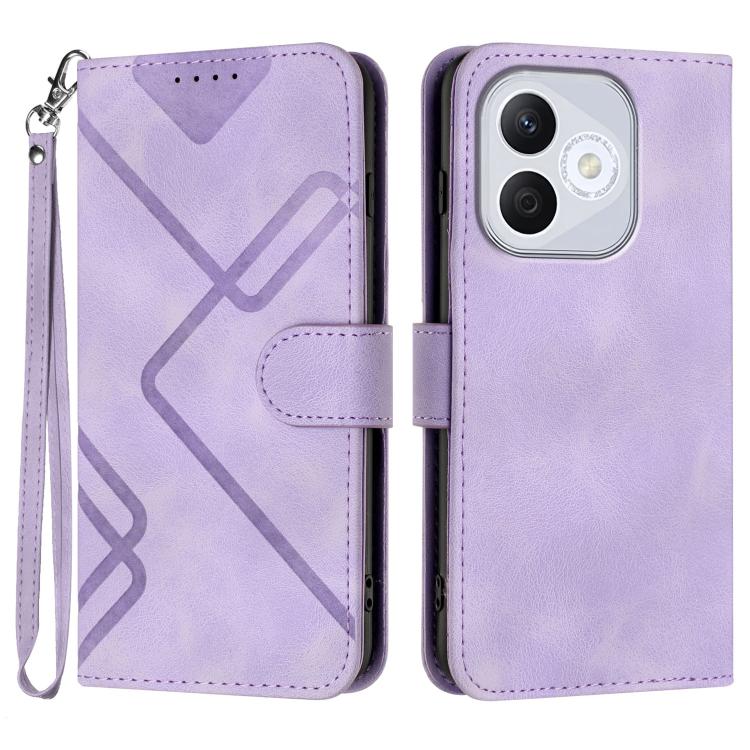 Line Pattern Skin Feel Leather Phone Case