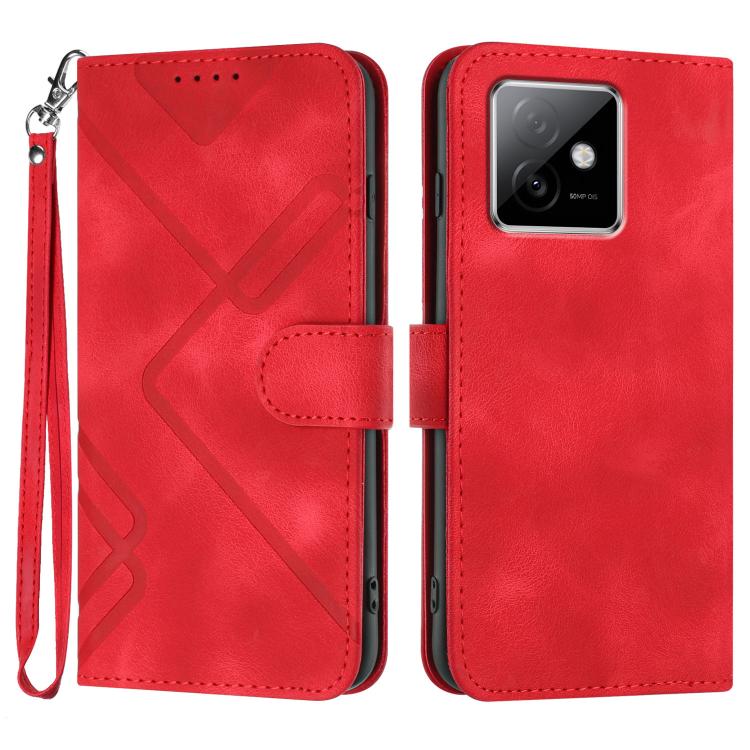 Line Pattern Skin Feel Leather Phone Case