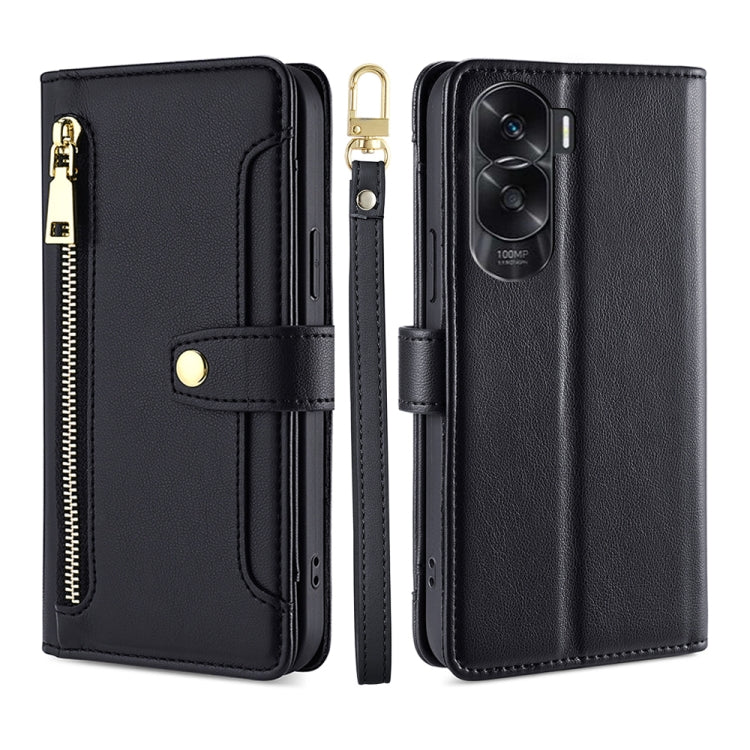 Sheep Texture Cross-body Zipper Wallet Leather Phone Case, For Honor 200 5G, For Honor 200 Pro 5G, For Honor 200 Lite 5G Global, For Honor Magic6 Pro 5G, For Honor Magic6 5G, For Honor X50i 5G / 9 Lite
