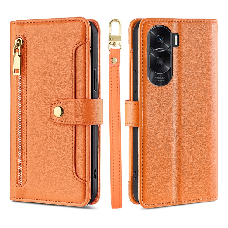 Sheep Texture Cross-body Zipper Wallet Leather Phone Case, For Honor 200 5G, For Honor 200 Pro 5G, For Honor 200 Lite 5G Global, For Honor Magic6 Pro 5G, For Honor Magic6 5G, For Honor X50i 5G / 9 Lite