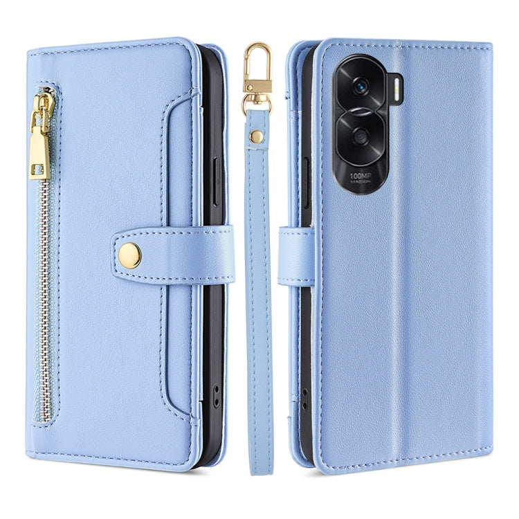 Sheep Texture Cross-body Zipper Wallet Leather Phone Case, For Honor 200 5G, For Honor 200 Pro 5G, For Honor 200 Lite 5G Global, For Honor Magic6 Pro 5G, For Honor Magic6 5G, For Honor X50i 5G / 9 Lite