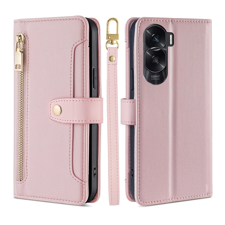 Sheep Texture Cross-body Zipper Wallet Leather Phone Case, For Honor 200 5G, For Honor 200 Pro 5G, For Honor 200 Lite 5G Global, For Honor Magic6 Pro 5G, For Honor Magic6 5G, For Honor X50i 5G / 9 Lite