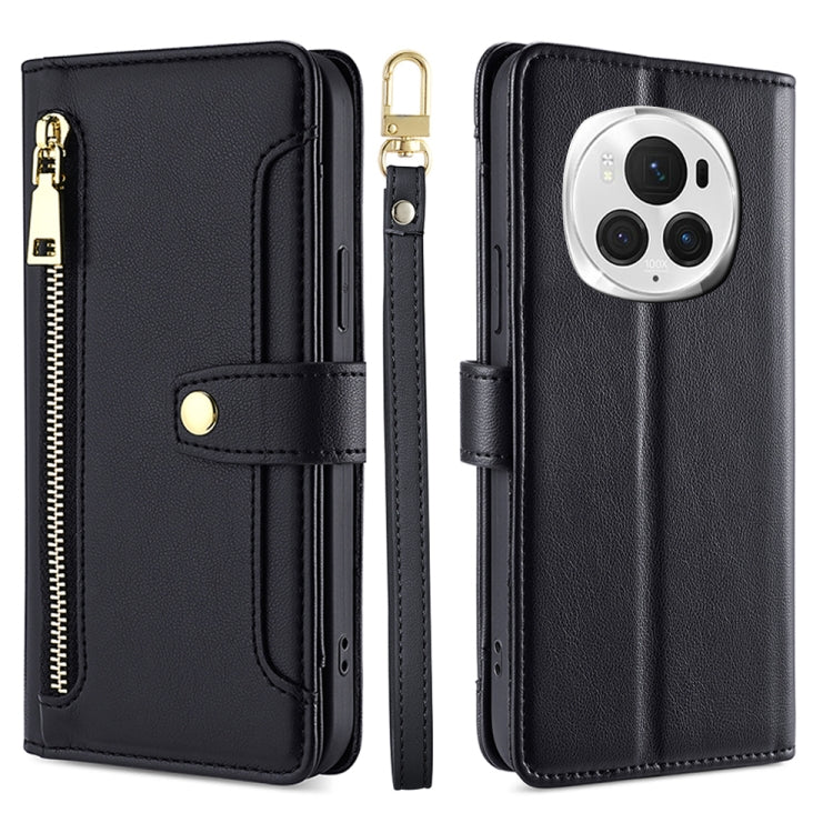 Sheep Texture Cross-body Zipper Wallet Leather Phone Case, For Honor 200 5G, For Honor 200 Pro 5G, For Honor 200 Lite 5G Global, For Honor Magic6 Pro 5G, For Honor Magic6 5G, For Honor X50i 5G / 9 Lite