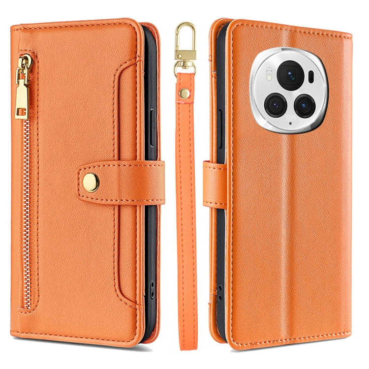 Sheep Texture Cross-body Zipper Wallet Leather Phone Case, For Honor 200 5G, For Honor 200 Pro 5G, For Honor 200 Lite 5G Global, For Honor Magic6 Pro 5G, For Honor Magic6 5G, For Honor X50i 5G / 9 Lite