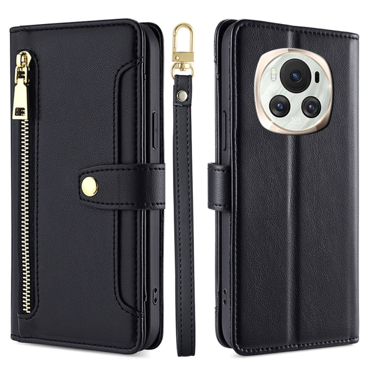 Sheep Texture Cross-body Zipper Wallet Leather Phone Case, For Honor 200 5G, For Honor 200 Pro 5G, For Honor 200 Lite 5G Global, For Honor Magic6 Pro 5G, For Honor Magic6 5G, For Honor X50i 5G / 9 Lite