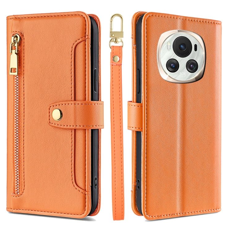 Sheep Texture Cross-body Zipper Wallet Leather Phone Case, For Honor 200 5G, For Honor 200 Pro 5G, For Honor 200 Lite 5G Global, For Honor Magic6 Pro 5G, For Honor Magic6 5G, For Honor X50i 5G / 9 Lite