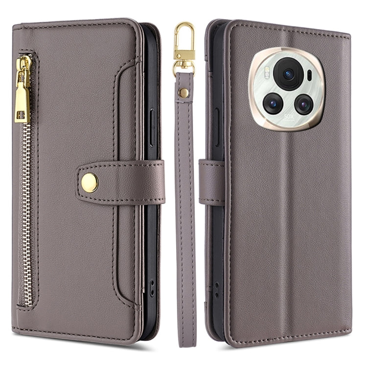 Sheep Texture Cross-body Zipper Wallet Leather Phone Case, For Honor 200 5G, For Honor 200 Pro 5G, For Honor 200 Lite 5G Global, For Honor Magic6 Pro 5G, For Honor Magic6 5G, For Honor X50i 5G / 9 Lite