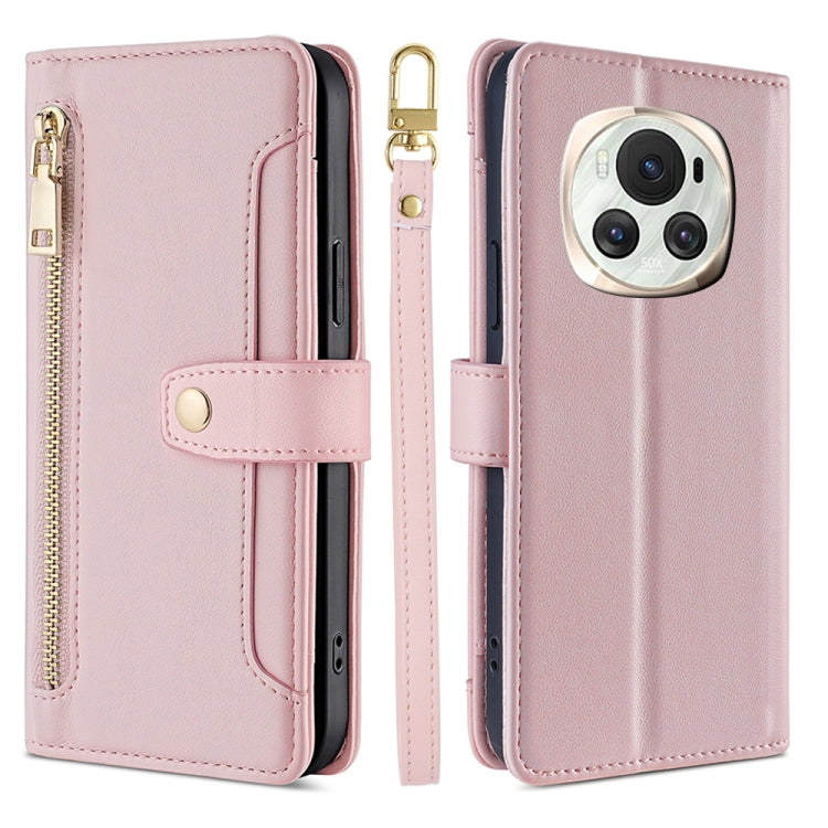 Sheep Texture Cross-body Zipper Wallet Leather Phone Case, For Honor 200 5G, For Honor 200 Pro 5G, For Honor 200 Lite 5G Global, For Honor Magic6 Pro 5G, For Honor Magic6 5G, For Honor X50i 5G / 9 Lite