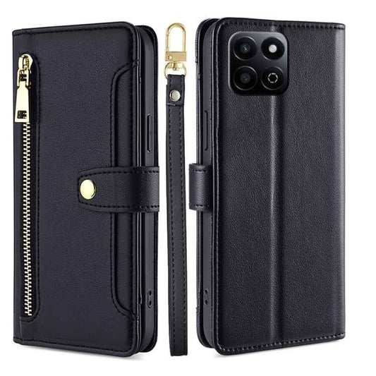 Sheep Texture Cross-body Zipper Wallet Leather Phone Case, For Honor Play 60 Plus, For Honor 200 5G, For Honor 200 Pro 5G, For Honor 200 Lite 5G Global, For Honor Magic6 Pro 5G, For Honor Magic6 5G, For Honor X50i 5G / 9 Lite