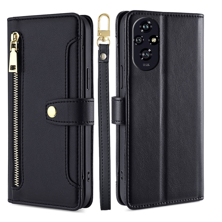 Sheep Texture Cross-body Zipper Wallet Leather Phone Case, For Honor 200 5G, For Honor 200 Pro 5G, For Honor 200 Lite 5G Global, For Honor Magic6 Pro 5G, For Honor Magic6 5G, For Honor X50i 5G / 9 Lite
