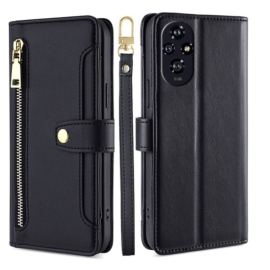 Sheep Texture Cross-body Zipper Wallet Leather Phone Case, For Honor 200 5G, For Honor 200 Pro 5G, For Honor 200 Lite 5G Global, For Honor Magic6 Pro 5G, For Honor Magic6 5G, For Honor X50i 5G / 9 Lite