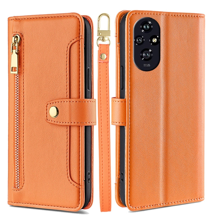 Sheep Texture Cross-body Zipper Wallet Leather Phone Case, For Honor 200 5G, For Honor 200 Pro 5G, For Honor 200 Lite 5G Global, For Honor Magic6 Pro 5G, For Honor Magic6 5G, For Honor X50i 5G / 9 Lite