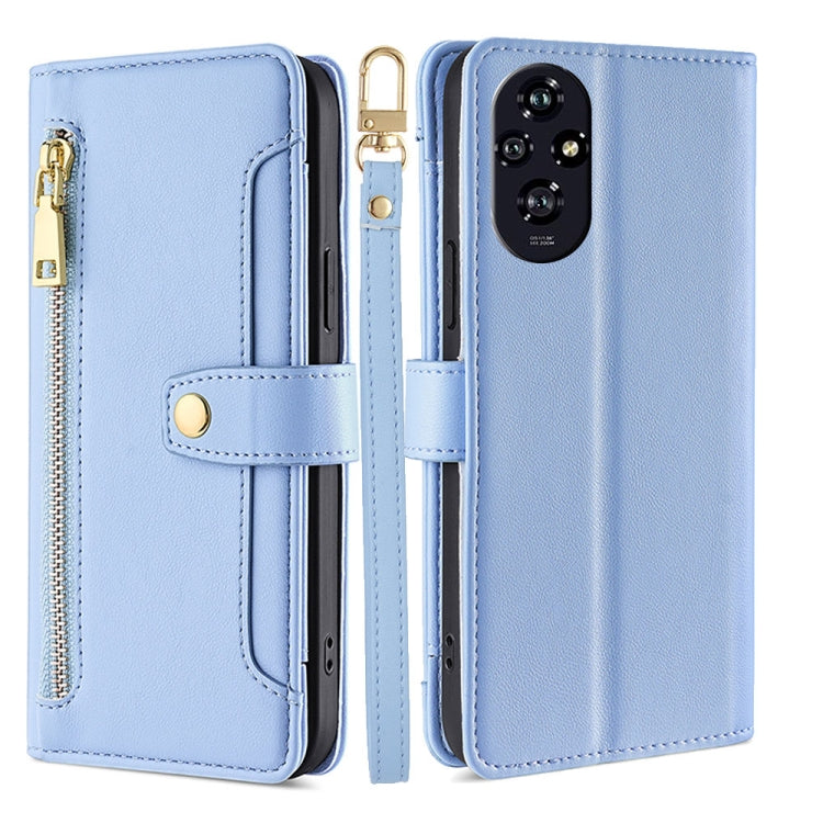 Sheep Texture Cross-body Zipper Wallet Leather Phone Case, For Honor 200 5G, For Honor 200 Pro 5G, For Honor 200 Lite 5G Global, For Honor Magic6 Pro 5G, For Honor Magic6 5G, For Honor X50i 5G / 9 Lite