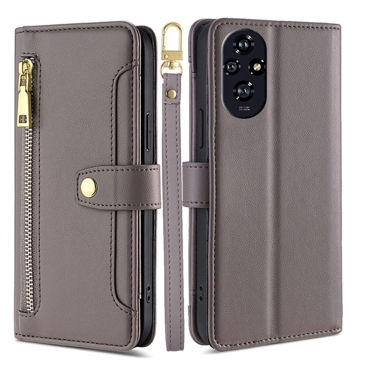 Sheep Texture Cross-body Zipper Wallet Leather Phone Case, For Honor 200 5G, For Honor 200 Pro 5G, For Honor 200 Lite 5G Global, For Honor Magic6 Pro 5G, For Honor Magic6 5G, For Honor X50i 5G / 9 Lite
