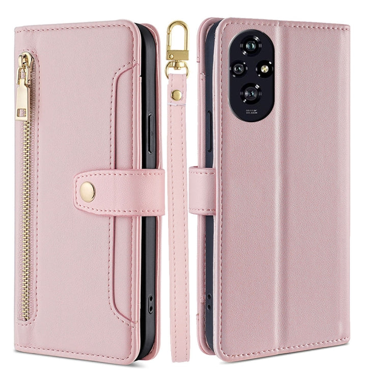 Sheep Texture Cross-body Zipper Wallet Leather Phone Case, For Honor 200 5G, For Honor 200 Pro 5G, For Honor 200 Lite 5G Global, For Honor Magic6 Pro 5G, For Honor Magic6 5G, For Honor X50i 5G / 9 Lite