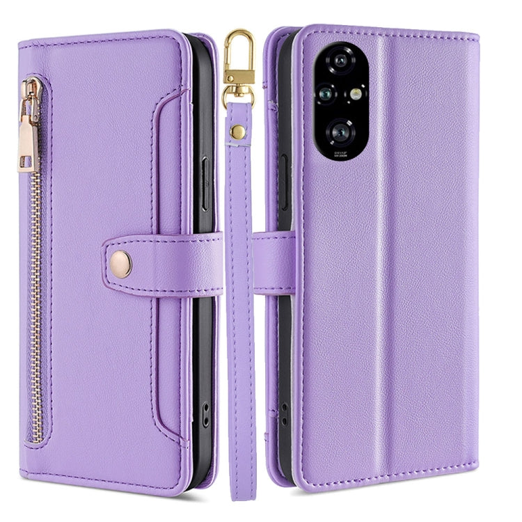 Sheep Texture Cross-body Zipper Wallet Leather Phone Case, For Honor 200 5G, For Honor 200 Pro 5G, For Honor 200 Lite 5G Global, For Honor Magic6 Pro 5G, For Honor Magic6 5G, For Honor X50i 5G / 9 Lite