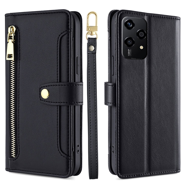 Sheep Texture Cross-body Zipper Wallet Leather Phone Case, For Honor 200 5G, For Honor 200 Pro 5G, For Honor 200 Lite 5G Global, For Honor Magic6 Pro 5G, For Honor Magic6 5G, For Honor X50i 5G / 9 Lite