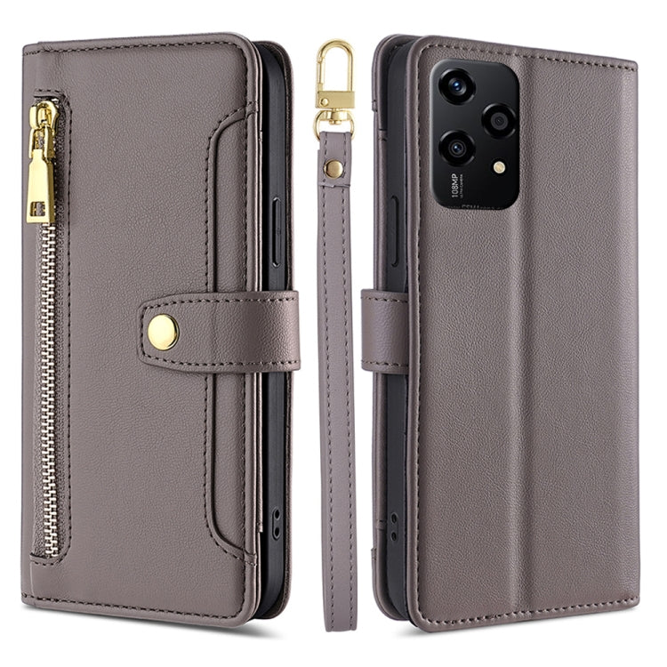 Sheep Texture Cross-body Zipper Wallet Leather Phone Case, For Honor 200 5G, For Honor 200 Pro 5G, For Honor 200 Lite 5G Global, For Honor Magic6 Pro 5G, For Honor Magic6 5G, For Honor X50i 5G / 9 Lite