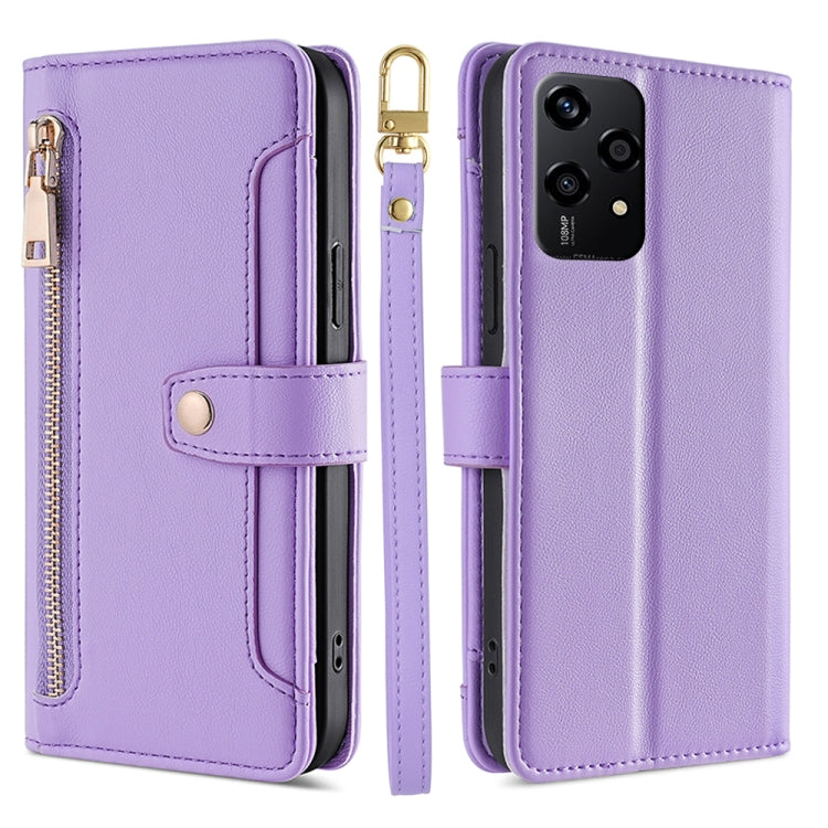 Sheep Texture Cross-body Zipper Wallet Leather Phone Case, For Honor 200 5G, For Honor 200 Pro 5G, For Honor 200 Lite 5G Global, For Honor Magic6 Pro 5G, For Honor Magic6 5G, For Honor X50i 5G / 9 Lite