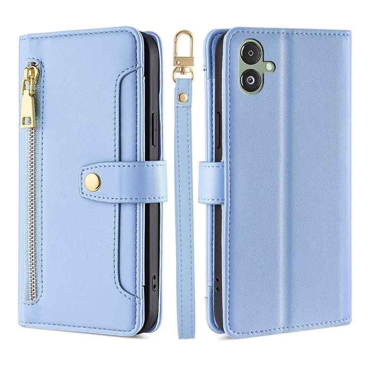 Sheep Texture Cross-body Zipper Wallet Leather Phone Case, For Samsung Galaxy M34 5G / F34 5G, For Samsung Galaxy S23 FE 5G, For Samsung Galaxy M54 5G, For Samsung Galaxy F14 5G, For Samsung Galaxy A34 5G, For Samsung Galaxy A54 5G                     ...