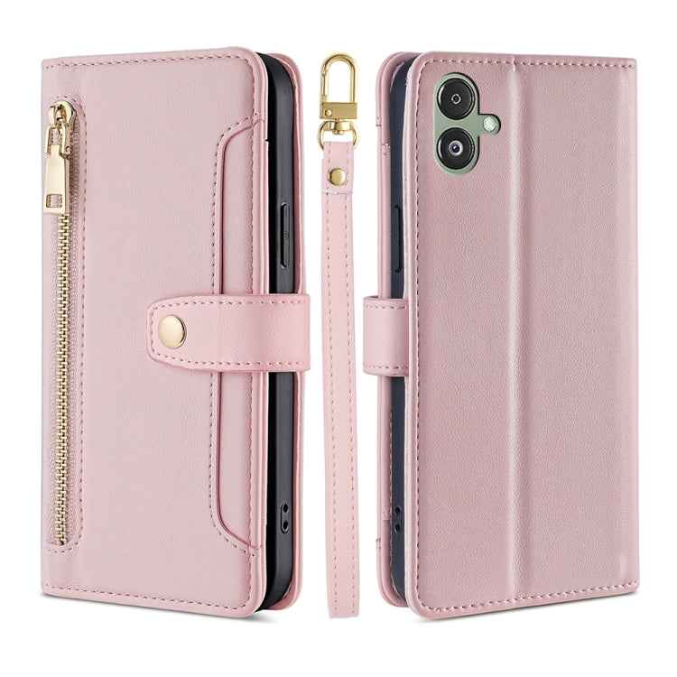 Sheep Texture Cross-body Zipper Wallet Leather Phone Case, For Samsung Galaxy M34 5G / F34 5G, For Samsung Galaxy S23 FE 5G, For Samsung Galaxy M54 5G, For Samsung Galaxy F14 5G, For Samsung Galaxy A34 5G, For Samsung Galaxy A54 5G                     ...