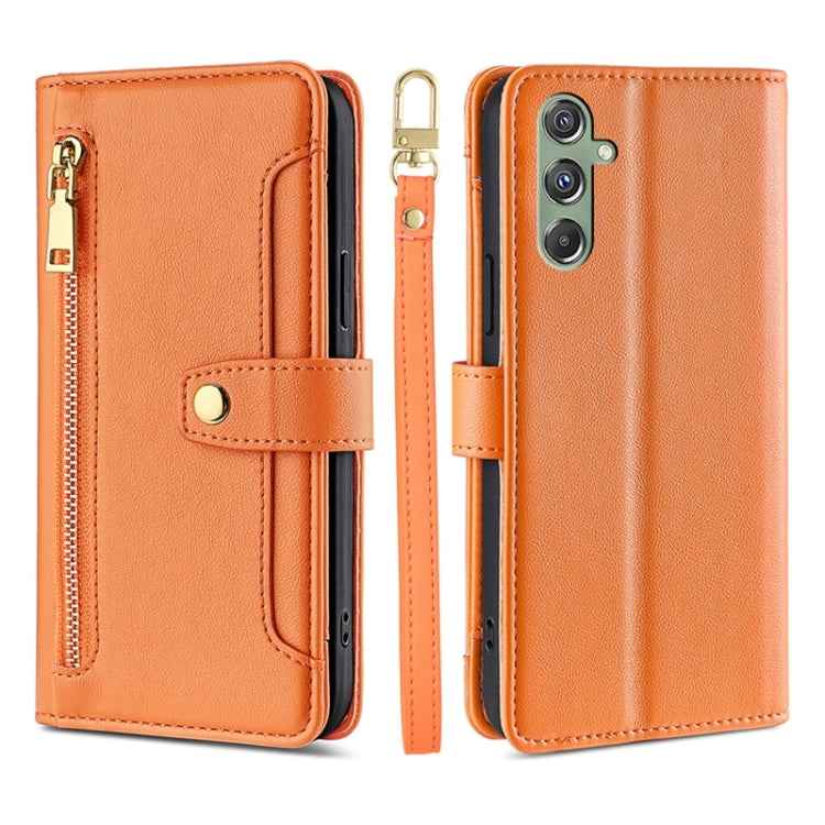 Sheep Texture Cross-body Zipper Wallet Leather Phone Case, For Samsung Galaxy M34 5G / F34 5G, For Samsung Galaxy S23 FE 5G, For Samsung Galaxy M54 5G, For Samsung Galaxy F14 5G, For Samsung Galaxy A34 5G, For Samsung Galaxy A54 5G                     ...