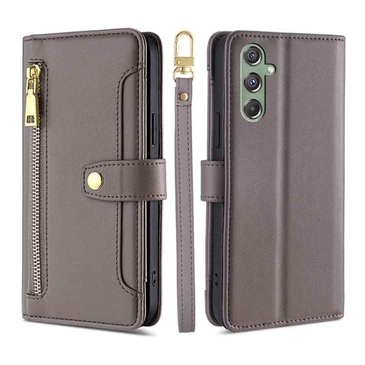 Sheep Texture Cross-body Zipper Wallet Leather Phone Case, For Samsung Galaxy M34 5G / F34 5G, For Samsung Galaxy S23 FE 5G, For Samsung Galaxy M54 5G, For Samsung Galaxy F14 5G, For Samsung Galaxy A34 5G, For Samsung Galaxy A54 5G                     ...