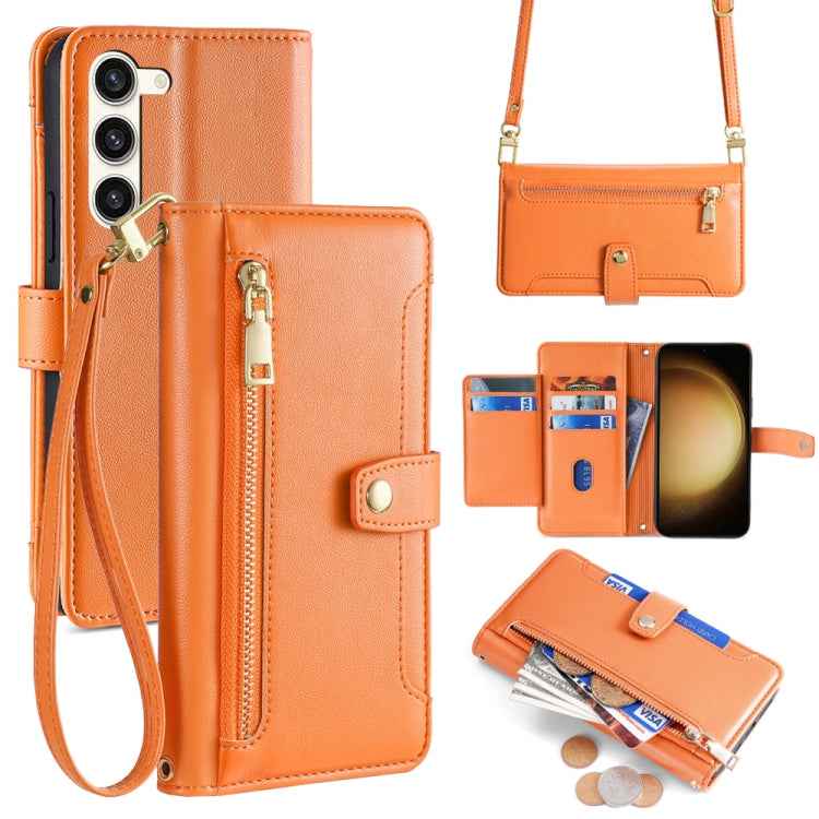 Sheep Texture Cross-body Zipper Wallet Leather Phone Case, For Samsung Galaxy M34 5G / F34 5G, For Samsung Galaxy S23 FE 5G, For Samsung Galaxy M54 5G, For Samsung Galaxy F14 5G, For Samsung Galaxy A34 5G, For Samsung Galaxy A54 5G                     ...