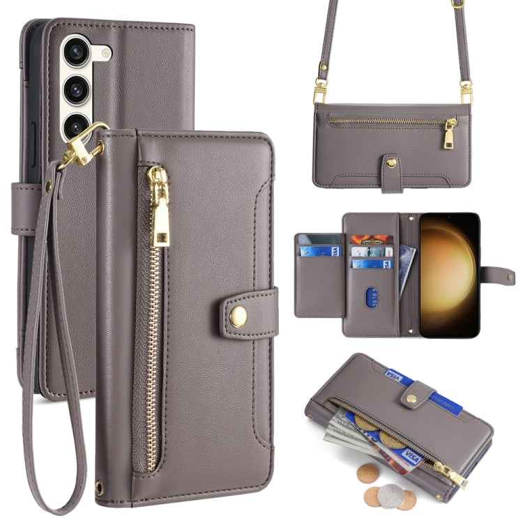 Sheep Texture Cross-body Zipper Wallet Leather Phone Case, For Samsung Galaxy M34 5G / F34 5G, For Samsung Galaxy S23 FE 5G, For Samsung Galaxy M54 5G, For Samsung Galaxy F14 5G, For Samsung Galaxy A34 5G, For Samsung Galaxy A54 5G                     ...