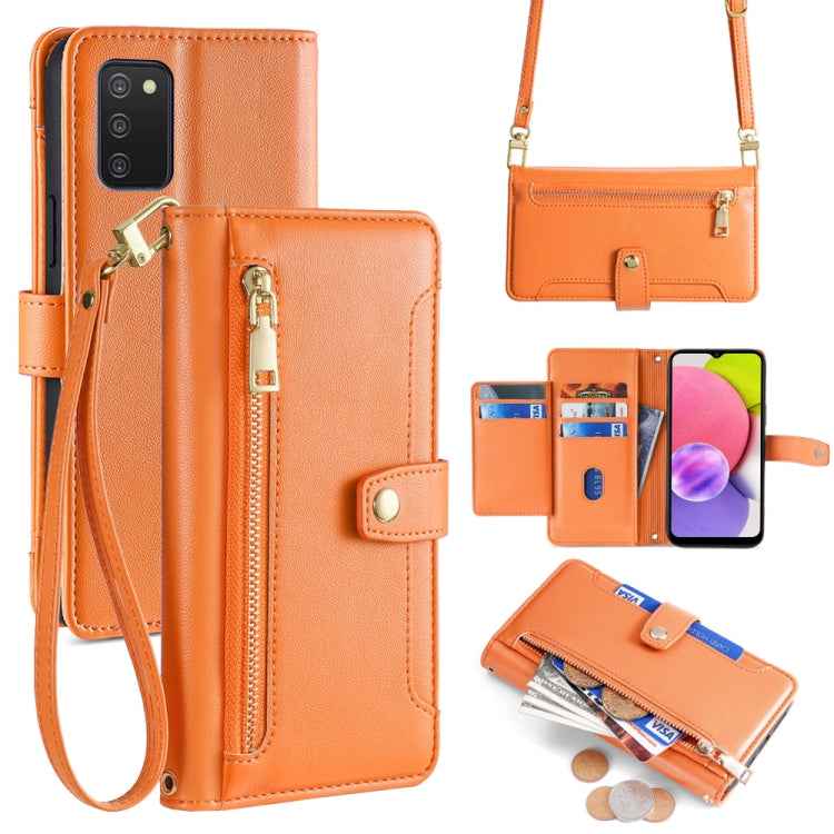 Sheep Texture Cross-body Zipper Wallet Leather Phone Case, For Samsung Galaxy A13 4G, For Samsung Galaxy M52 5G, For Samsung Galaxy S22+ 5G, For Samsung Galaxy S22 5G, For Samsung Galaxy A13 5G, For Samsung Galaxy A52 5G / 4G / A52s 5G                 ...