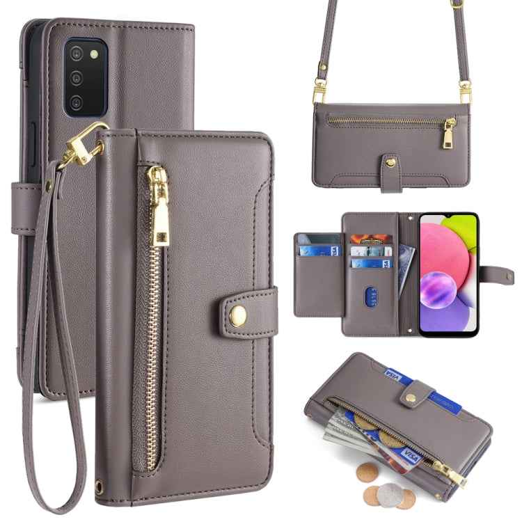 Sheep Texture Cross-body Zipper Wallet Leather Phone Case, For Samsung Galaxy A13 4G, For Samsung Galaxy M52 5G, For Samsung Galaxy S22+ 5G, For Samsung Galaxy S22 5G, For Samsung Galaxy A13 5G, For Samsung Galaxy A52 5G / 4G / A52s 5G                 ...