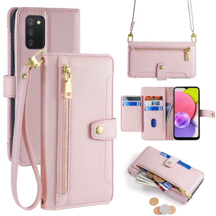 Sheep Texture Cross-body Zipper Wallet Leather Phone Case, For Samsung Galaxy A13 4G, For Samsung Galaxy M52 5G, For Samsung Galaxy S22+ 5G, For Samsung Galaxy S22 5G, For Samsung Galaxy A13 5G, For Samsung Galaxy A52 5G / 4G / A52s 5G                 ...
