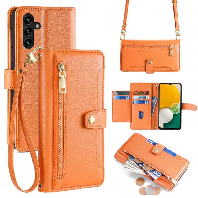 Sheep Texture Cross-body Zipper Wallet Leather Phone Case, For Samsung Galaxy A13 4G, For Samsung Galaxy M52 5G, For Samsung Galaxy S22+ 5G, For Samsung Galaxy S22 5G, For Samsung Galaxy A13 5G, For Samsung Galaxy A52 5G / 4G / A52s 5G                 ...