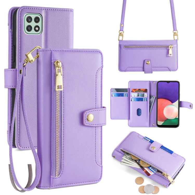 Sheep Texture Cross-body Zipper Wallet Leather Phone Case, For Samsung Galaxy A22 5G, For Samsung Galaxy S21 FE 5G, For Samsung Galaxy S21 5G, For Samsung Galaxy A32 4G, For Samsung Galaxy S21+ 5G, For Samsung Galaxy S21 Ultra 5G, For Samsung Galaxy A1...