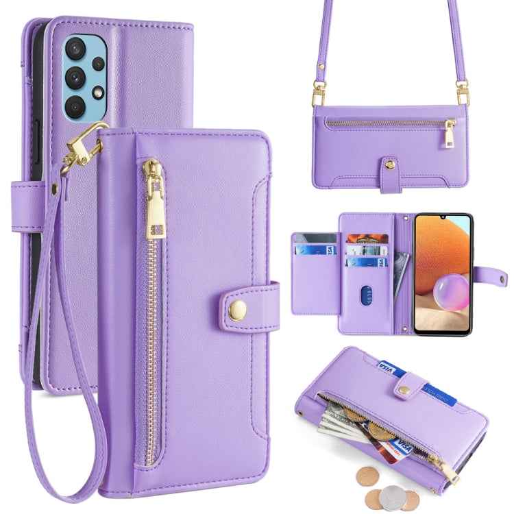 Sheep Texture Cross-body Zipper Wallet Leather Phone Case, For Samsung Galaxy A22 5G, For Samsung Galaxy S21 FE 5G, For Samsung Galaxy S21 5G, For Samsung Galaxy A32 4G, For Samsung Galaxy S21+ 5G, For Samsung Galaxy S21 Ultra 5G, For Samsung Galaxy A1...