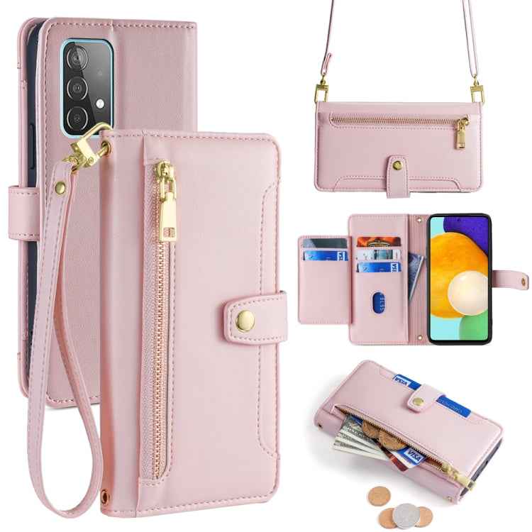 Sheep Texture Cross-body Zipper Wallet Leather Phone Case, For Samsung Galaxy A13 4G, For Samsung Galaxy M52 5G, For Samsung Galaxy S22+ 5G, For Samsung Galaxy S22 5G, For Samsung Galaxy A13 5G, For Samsung Galaxy A52 5G / 4G / A52s 5G                 ...
