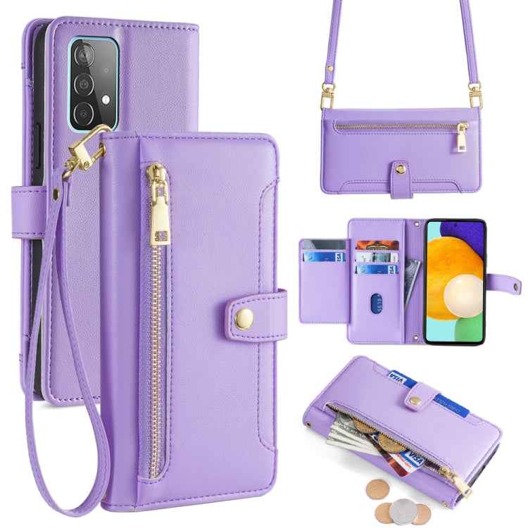 Sheep Texture Cross-body Zipper Wallet Leather Phone Case, For Samsung Galaxy A13 4G, For Samsung Galaxy M52 5G, For Samsung Galaxy S22+ 5G, For Samsung Galaxy S22 5G, For Samsung Galaxy A13 5G, For Samsung Galaxy A52 5G / 4G / A52s 5G                 ...