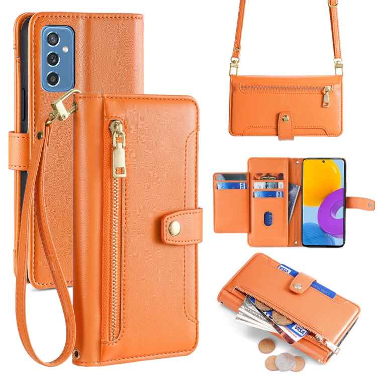 Sheep Texture Cross-body Zipper Wallet Leather Phone Case, For Samsung Galaxy A13 4G, For Samsung Galaxy M52 5G, For Samsung Galaxy S22+ 5G, For Samsung Galaxy S22 5G, For Samsung Galaxy A13 5G, For Samsung Galaxy A52 5G / 4G / A52s 5G                 ...